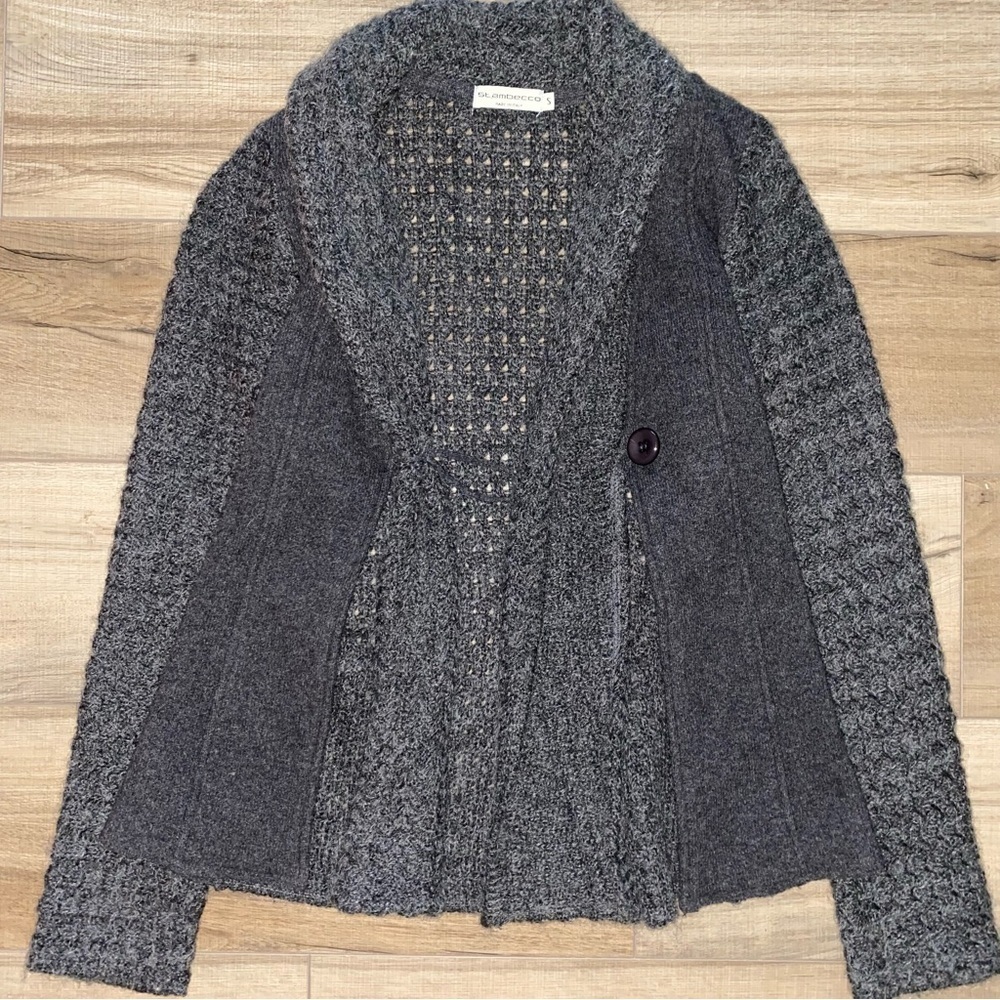 Stambecco Wool Mohair Cardigan Jacket Built-In Scarf Alpine European Style S - Picture 7 of 12